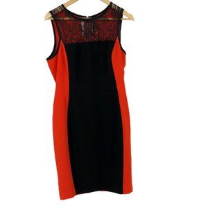 Yoana Baraschi USA Womens Dress Sheath 11D201 Upper Lace Orange Black 12